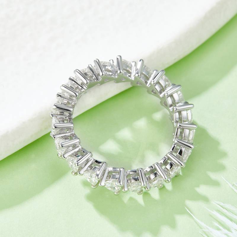 Triangle full body lined ring S925 silver plated platinum moissanite diamond women's ring 2.0 carats D-grade